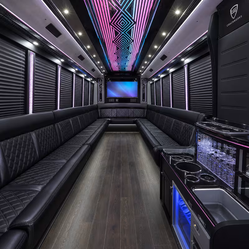 15 Passenger Party Bus Interior