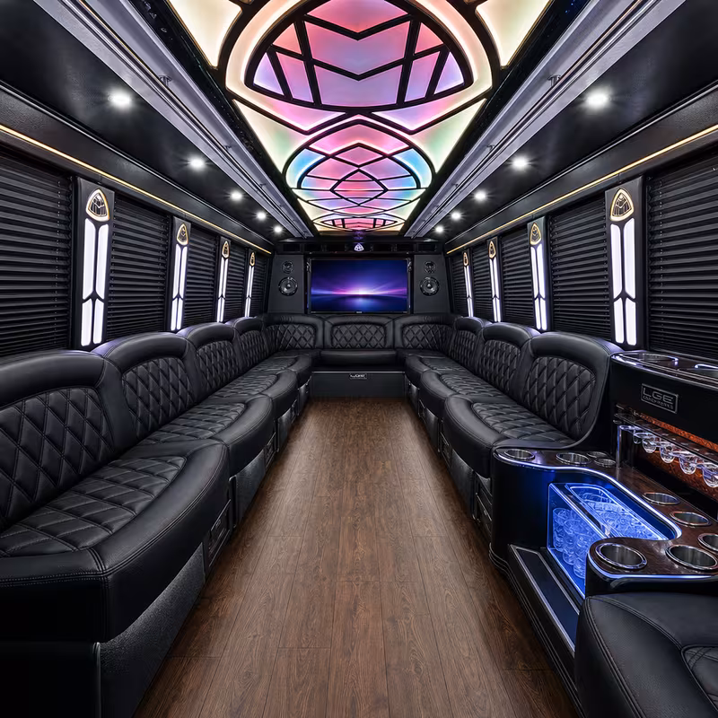 18 Passenger Party Bus Interior