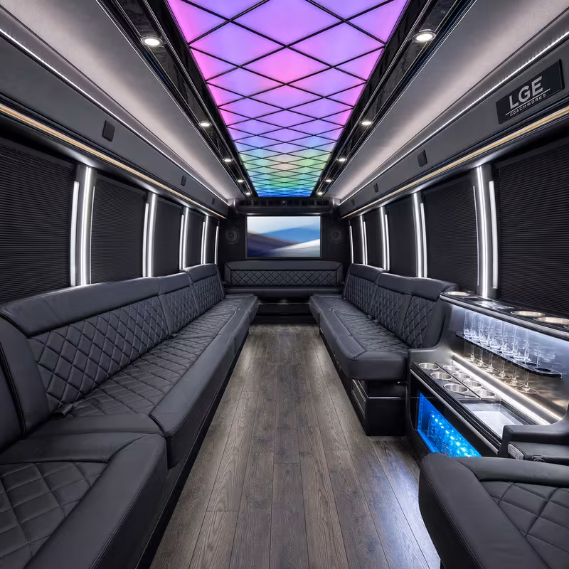 18 Passenger Party Bus Interior