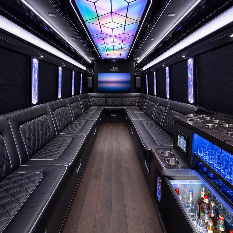 20 Passenger Party Bus Interior
