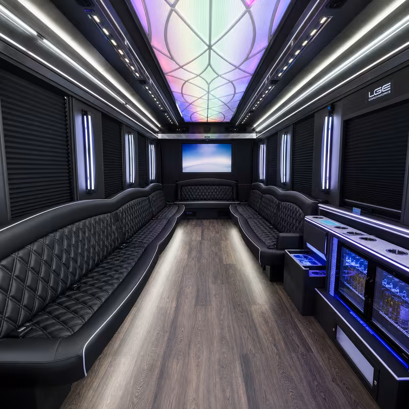 20 Passenger Party Bus Interior
