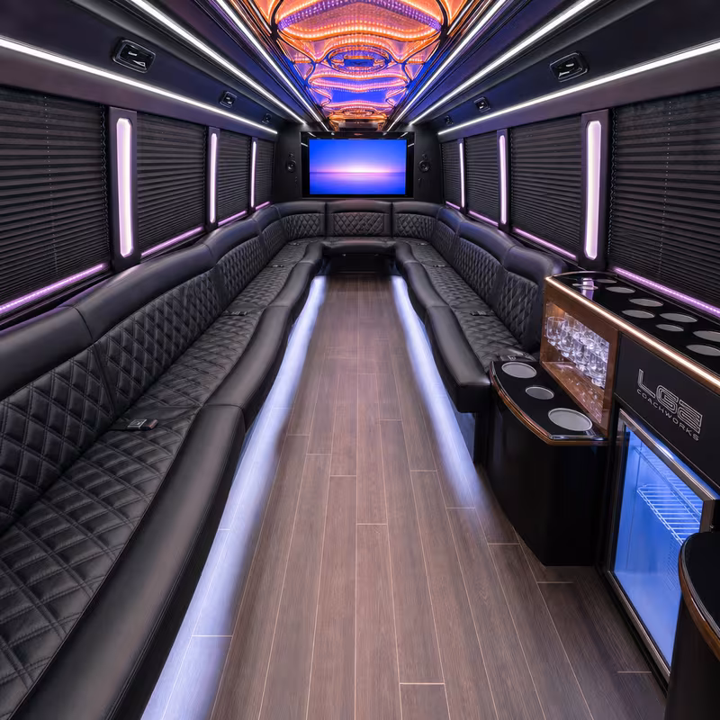 25 Passenger Party Bus Interior