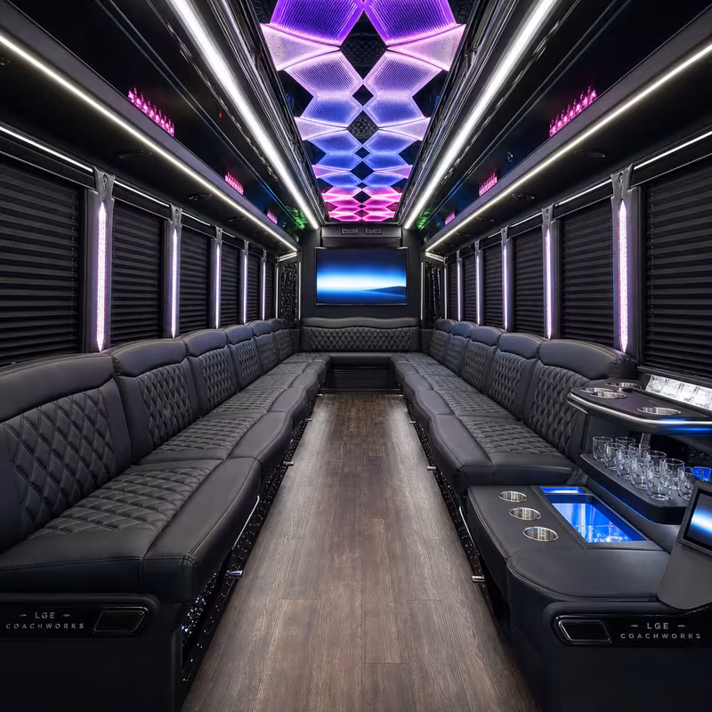 28 Passenger Party Bus Interior