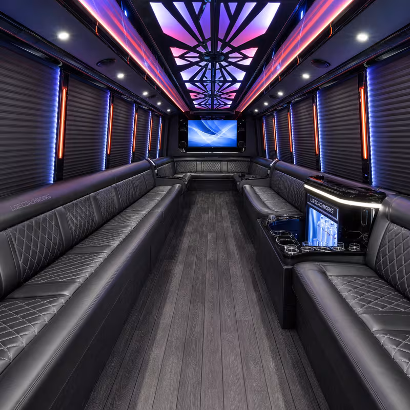 28 Passenger Party Bus Interior