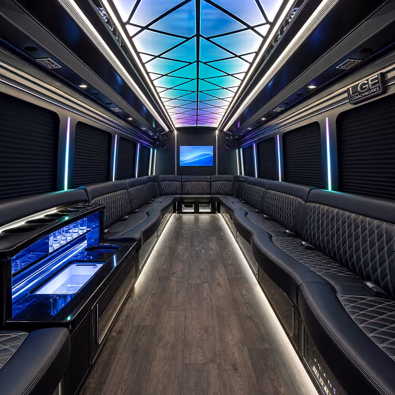 40 Passenger Party Bus Interior