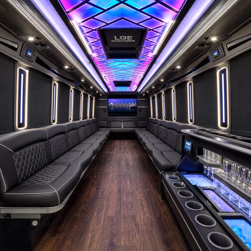 40 Passenger Party Bus Interior