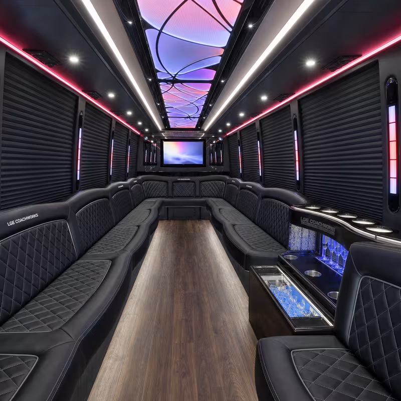50 Passenger Party Bus Interior