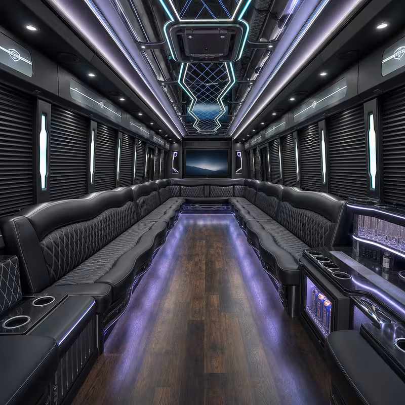 50 Passenger Party Bus Interior