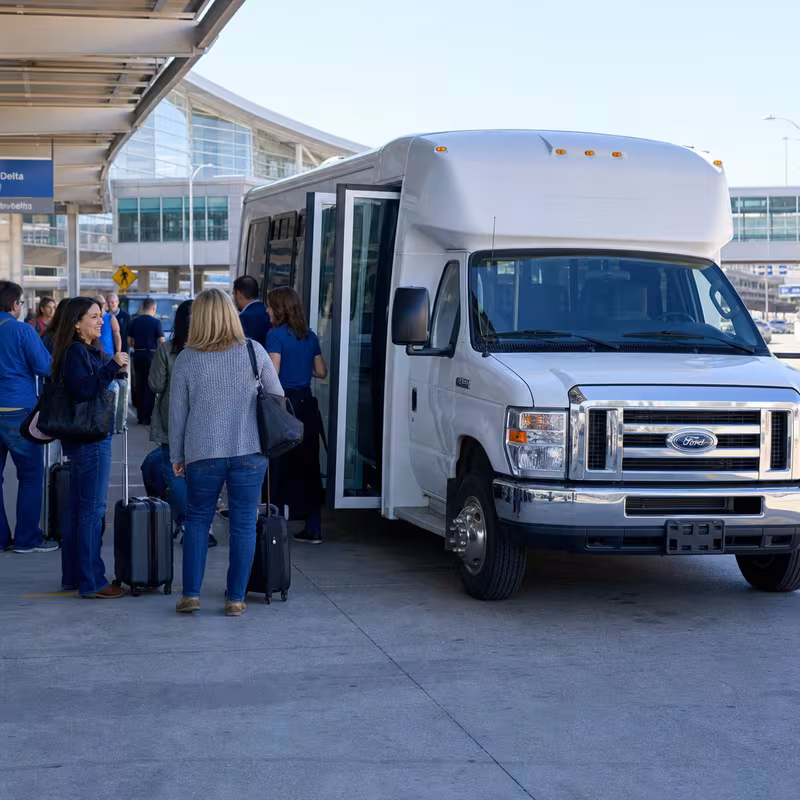 Black Mercedes Sprinter van staged for an Kansas City Airport Transportation group