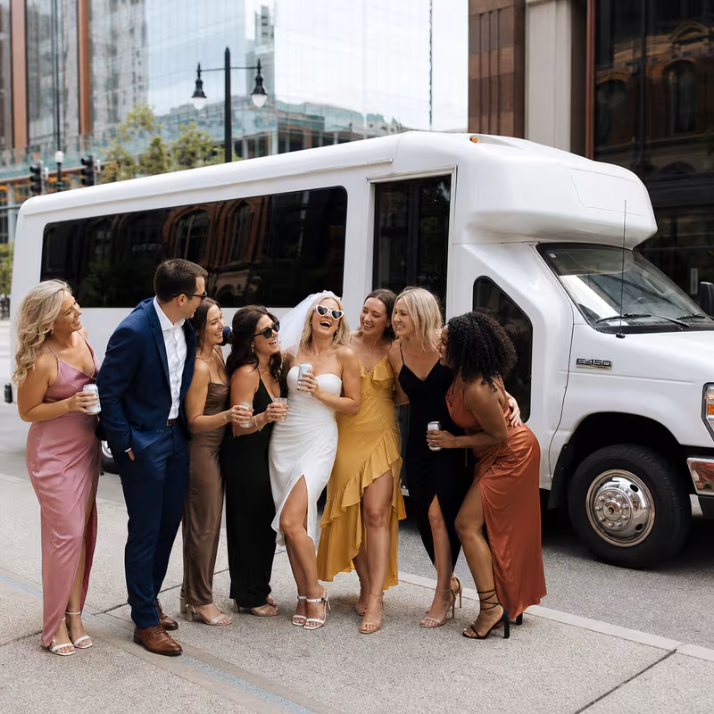 Black Mercedes Sprinter van staged for an Kansas City Bachelor & Bachelorette Transportation group