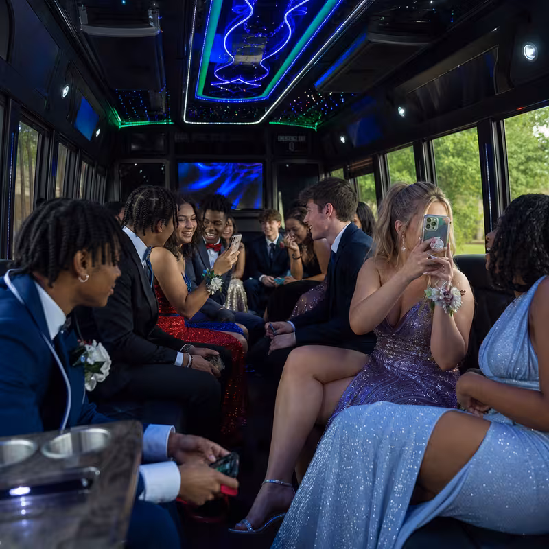 Black Mercedes Sprinter van staged for an Kansas City Prom & Homecoming Transportation group